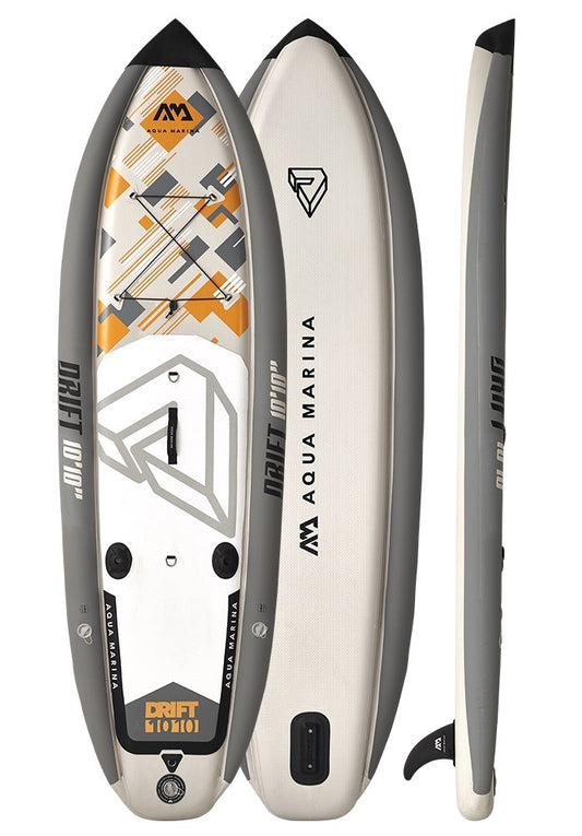 Rent from MontanaBoarders.com for fishing iSUP like this Drift Inflatable fishing paddleboard by Aqua Marina. At 10'10 ft, carry bag, hand pump, cooler, and two fishing rod holders, you can reel them in all day. Rent from MTboarders or buy now from e-boarders.com