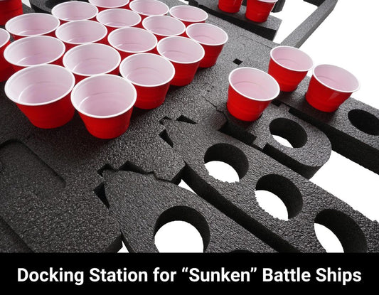 Floating battleship docking station for "sunken" battle ship pieces.Rent with delivery or schedule pickup at MontanaBoarders.com