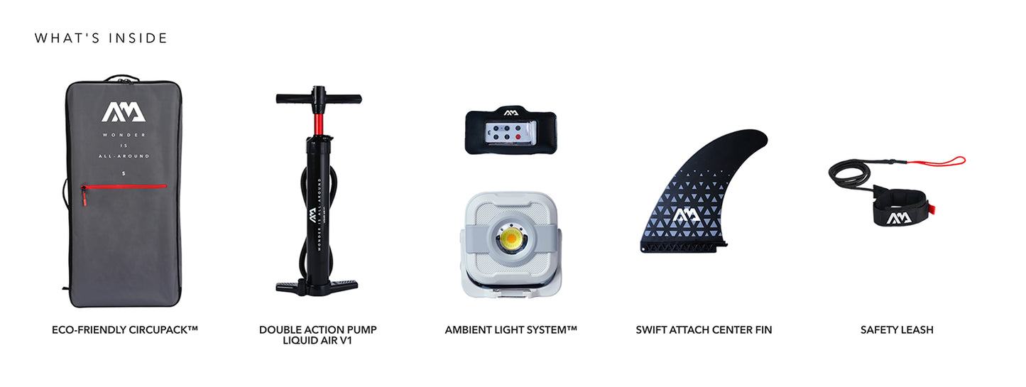 Package included with the Inflatable LED Glow Paddleboard iSUP rentals. Illuminates for night time moonlight paddle parties on the water. Rent with delivery to docks, cabins, and vacation homes in the Flathead Valley, Montana. Book with MontanaBoarders.com.