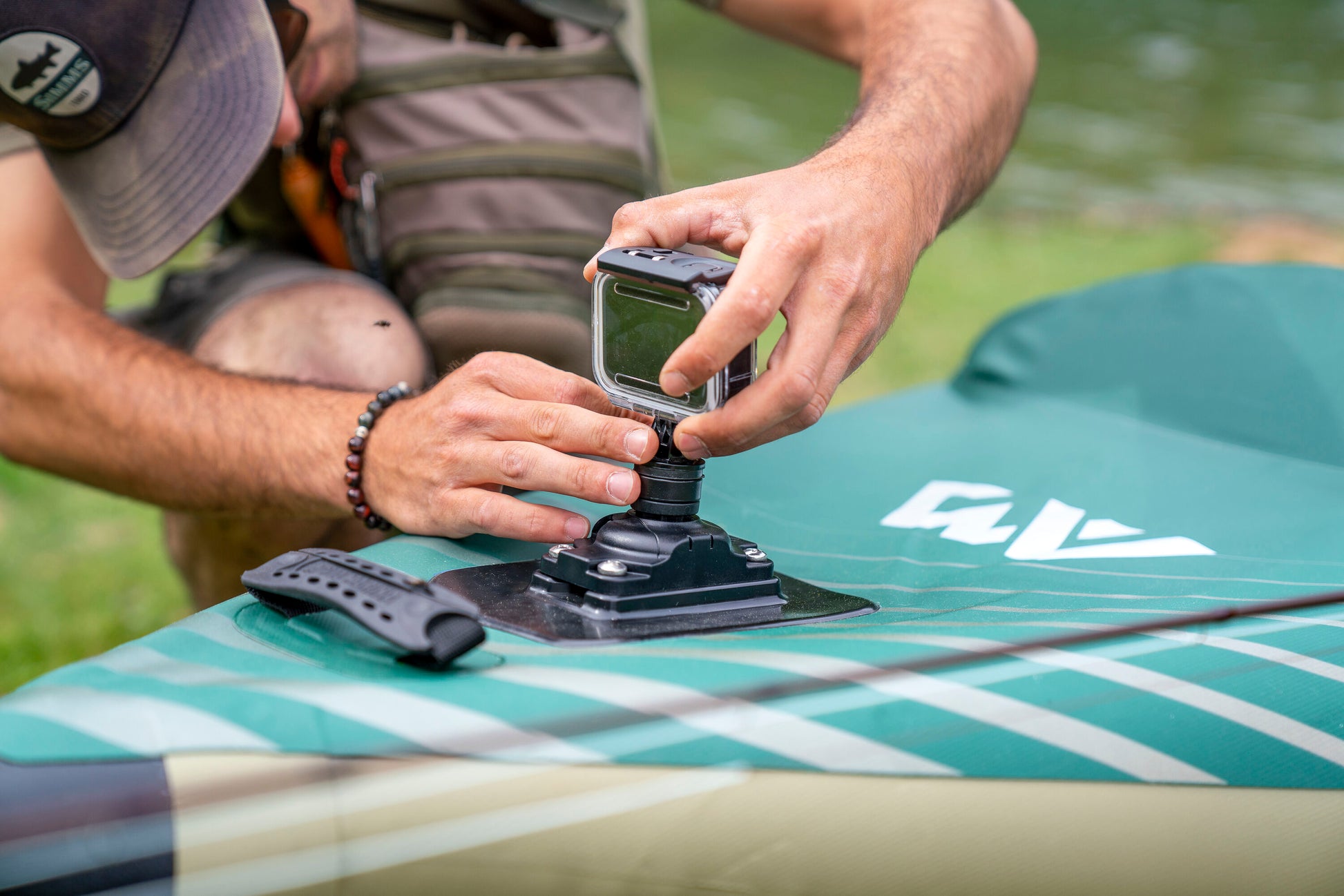 Inflatable fishing kayak rental with rod holders and gear space—ideal for solo anglers on Flathead Lake, Echo Lake, Swan Lake, Whitefish Lake or surrounding lakes in the Flathead Valley, delivered to docks and lakeside camps. Rent at MontanaBoarders.com