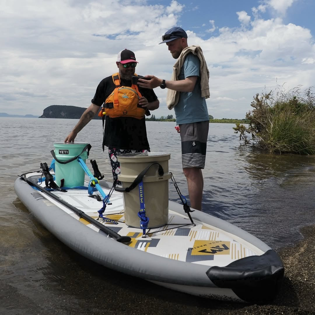 Rent from MontanaBoarders.com for fishing iSUP like this Drift Inflatable fishing paddleboard by Aqua Marina. At 10'10 ft, carry bag, hand pump, cooler, and two fishing rod holders, you can reel them in all day. Rent from MTboarders or buy now from e-boarders.com