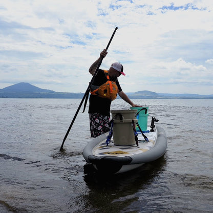 Rent from MontanaBoarders.com for fishing iSUP like this Drift Inflatable fishing paddleboard by Aqua Marina. At 10'10 ft, carry bag, hand pump, cooler, and two fishing rod holders, you can reel them in all day. Rent from MTboarders or buy now from e-boarders.com
