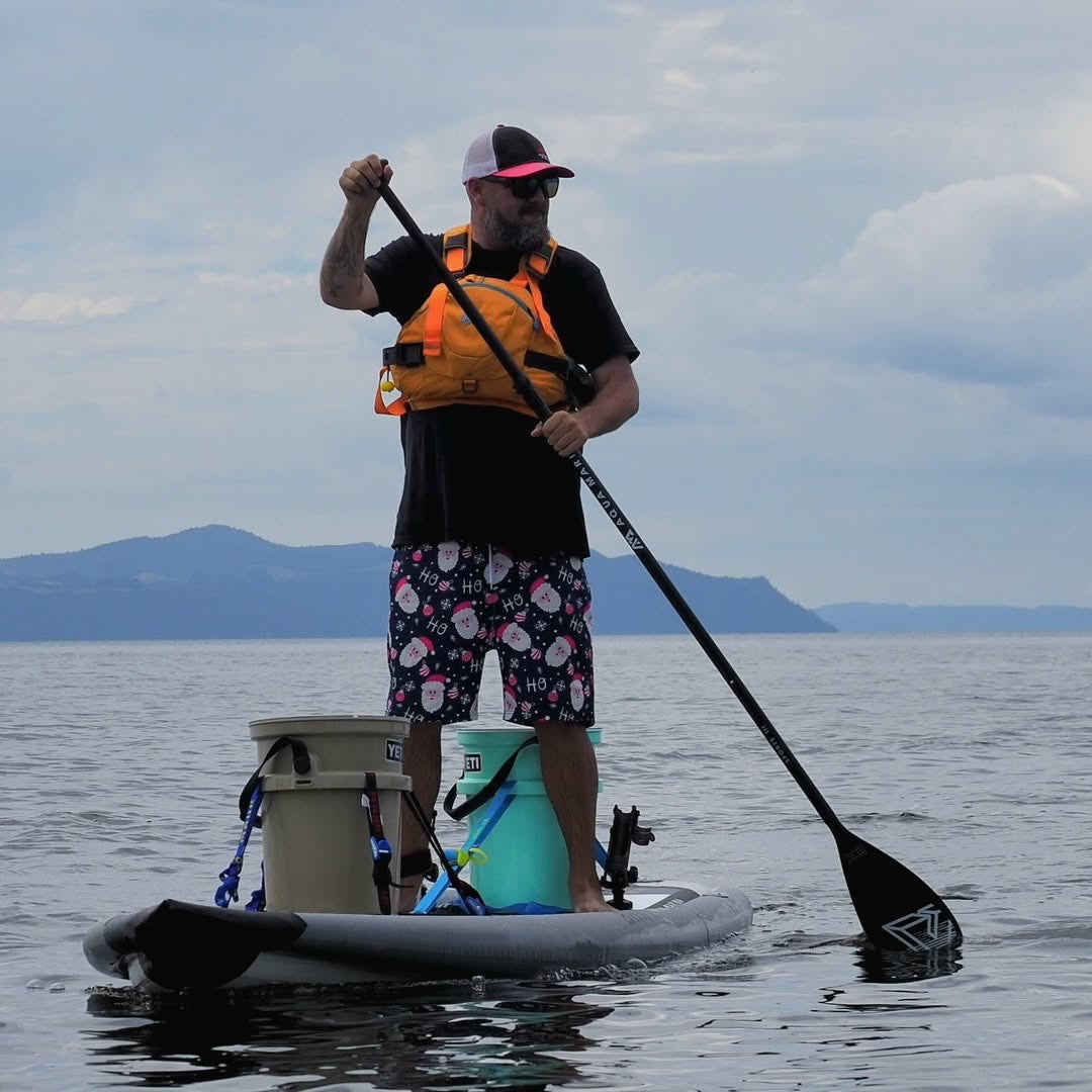 Rent from MontanaBoarders.com for fishing iSUP like this Drift Inflatable fishing paddleboard by Aqua Marina. At 10'10 ft, carry bag, hand pump, cooler, and two fishing rod holders, you can reel them in all day. Rent from MTboarders or buy now from e-boarders.com