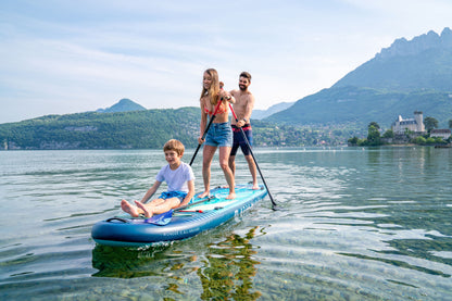 Family-size XL inflatable paddleboard rental for up to 6 riders—delivered to docks, cabins, and vacation homes in Flathead Valley, Montana. Rent at MontanaBoarders.com and purchase from flagship partner eboarders.com