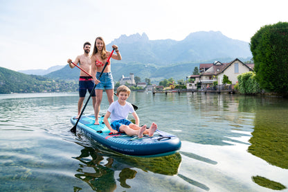 Family-size XL inflatable paddleboard rental for up to 6 riders—delivered to docks, cabins, and vacation homes in Flathead Valley, Montana. Rent at MontanaBoarders.com and purchase from flagship partner eboarders.com