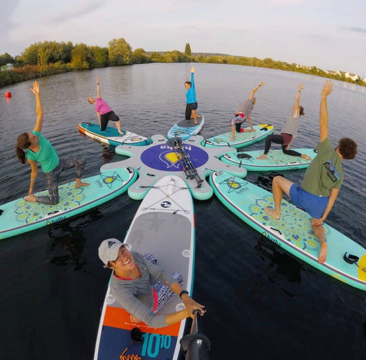 Rent inflatable Yoga Instructor fitness platform for balance workouts, HIIT, yoga, and core training. Lightweight and portable—delivered to docks and lakefront rentals across Flathead Valley. Rent from MontanaBoarders.com