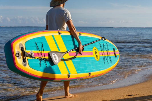 Inflatable paddleboard rental with full iSUP kit—stable, beginner-friendly, and delivered to Flathead Lake docks and lakefront homes. Rent with delivery and setup from MontanaBoarders.com