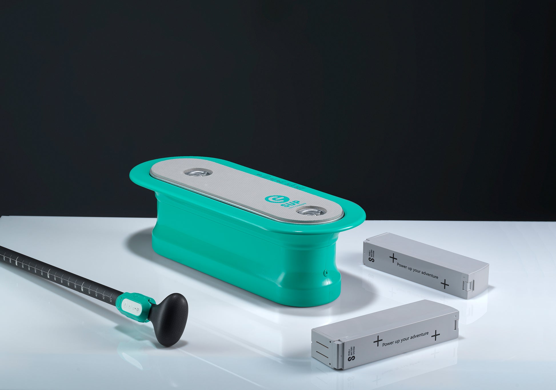 Battery pack and thruster device for SipaBoards self-inflating electric paddleboard rental, delivered to Flathead Lake, Echo Lake, Whitefish Lake, Swan Lake, and beyond.